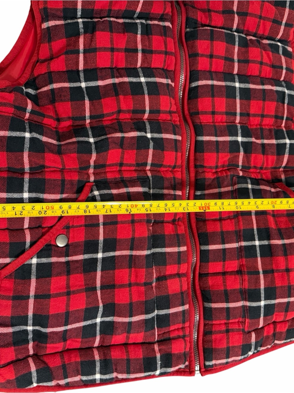 Ava & Viv Red Black Plaid Puffer Vest - Picture 4 of 6